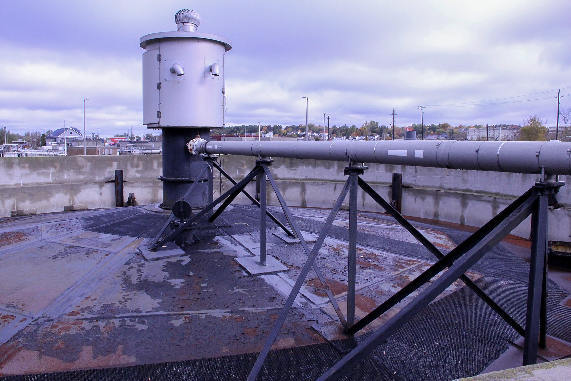 The roof of Digestor 2 at the Orangeville Water Pollution Control Plant